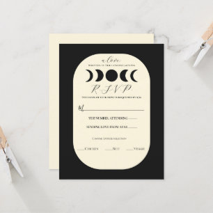 Invitation Luxe Lunaire Noir & Crème Phase de Lune Mariage RS