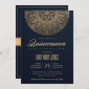 INVITATION LUXE MARINE GOLD CLASSIQUE ORNATE MANDALA QUINCEAN