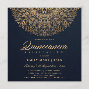 INVITATION LUXE MARINE GOLD CLASSIQUE ORNATE MANDALA QUINCEAN