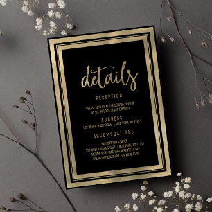 Invitation Luxe minimaliste or noir mariage Détails