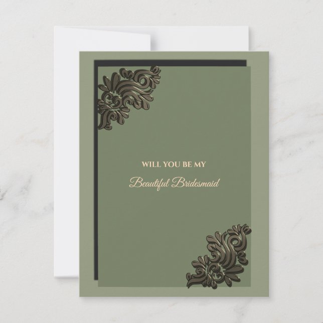 Invitation Luxe Moderne Sage vert or bridesmaid proposition (Devant)