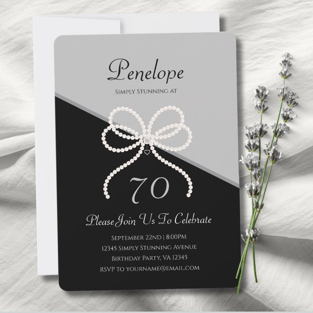 Invitation Luxe Moderne Simplement Époustouflant 70e Annivers (A simply stunning 70th birthday invitation for a milestone celebration.)