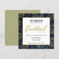 LUXE NAVY FAUX OR ROSE FLORAL COCKTAIL PARTY