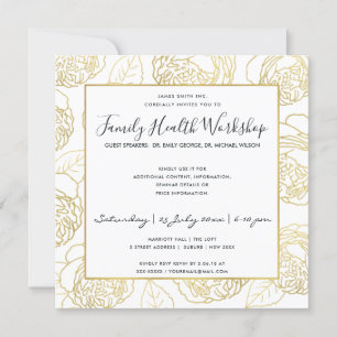 INVITATION LUXE NAVY GOLD WHITE ROSE FLORAL ATELIER ÉVÉNEMENT