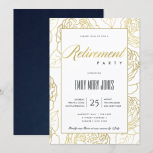 INVITATION LUXE NAVY OR ÉLÉGANT ROSE FLORAL RETRAITE
