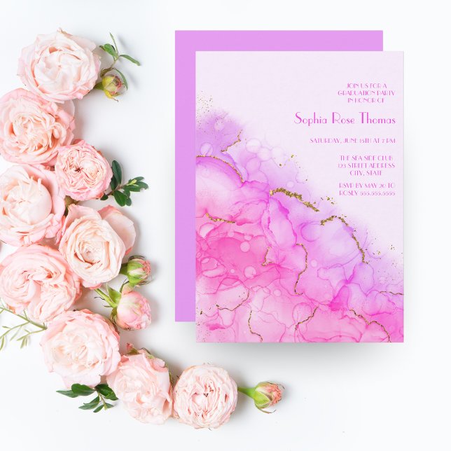 Invitation Luxe Parties scintillant Or d'encre d'alcool Éléga (Créateur téléchargé)