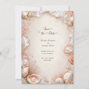 Invitation Luxe Perle Coquillage Mariage glamour Romance