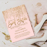 Invitation Luxe Pink Gold Parties scintillant Fringe rideau S<br><div class="desc">Cette invitation glamour et de luxe Sweet sixteen anniversaire est le design parfait pour l'événement spécial de votre jeune fille adolescente. Il est doté d'un rideau de frange de parties scintillant en or brillant avec une typographie de parties scintillant imitation sur un arrière - plan rose vif. C'est un design...</div>
