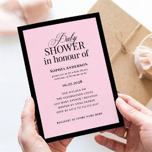 Invitation Luxe Rose classique BABY SHOWER d'orthographe BR