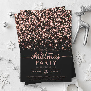 Invitation Luxe Rose Gold Winter Shiny Stars Company Xmas