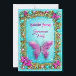 Invitation luxe rose turquoise bijoux en or parties scintilla<br><div class="desc">Invitation vos amis et votre famille pour célébrer votre 15e anniversaire avec ce produit d'invitation sophistiqué et sophistiqué. Le design se décline dans des couleurs luxueuses rose, turquoise et or avec parties scintillant, papillons et bijoux. Cette invitation branchée et élégante est parfaite pour une Quinceanera ou une douce fête de...</div>