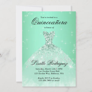 Invitation Luxe Sage Green Quinceanera 15e anniversaire