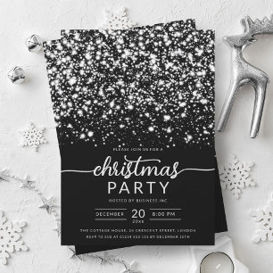Invitation Luxe Silver Winter Shiny Stars Company Xmas