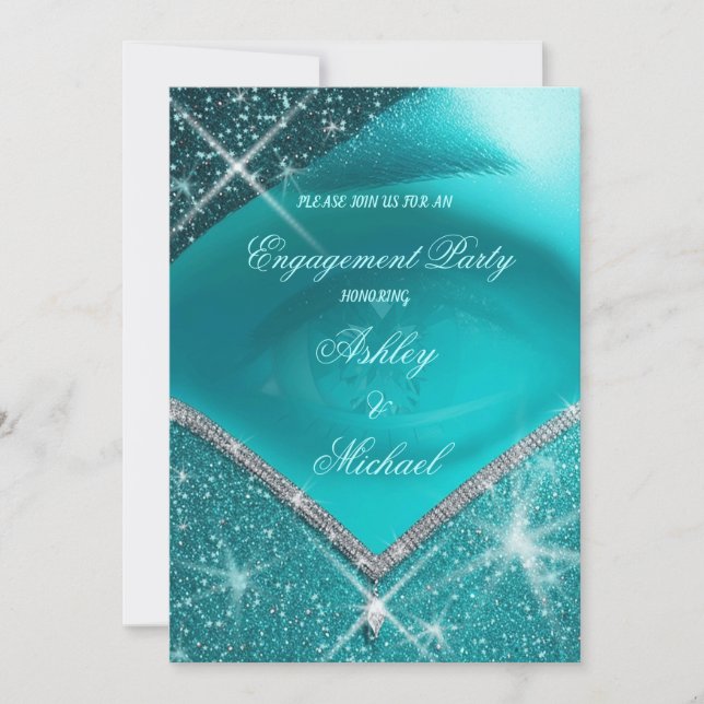 Invitation Luxe sophistiqué vert turquoise EyE tendance (Devant)