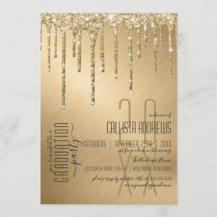 Invitation Luxe Sparkly Gold Parties scintillant Drives Gradu