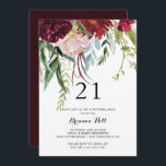 Invitation Luxe Whimsical Boho Floral 21e fête d'anniversaire<br><div class="desc">Cette invitation fantaisiste luxueuse à la fête du 21ème anniversaire de boho est parfaite pour un événement rustique. Le design est composé de fleurs roses multicolores et de pivoines au feuillage vert,  inspirant la beauté naturelle.</div>