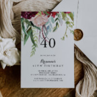 Luxe Whimsical Boho Floral 40e fête d'anniversaire
