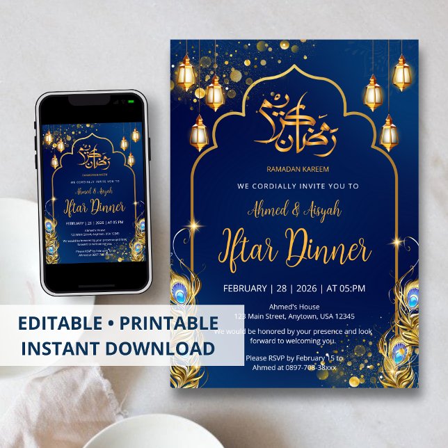 Invitation luxueuse de rupture du jeûne au ramadan (Créateur téléchargé)