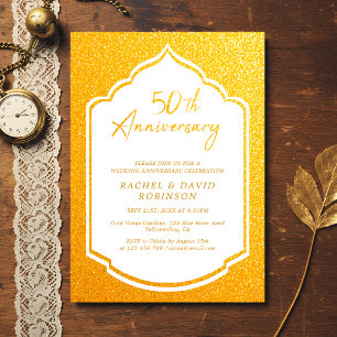 Invitation Luxueux 50e anniversaire de Mariage Golden