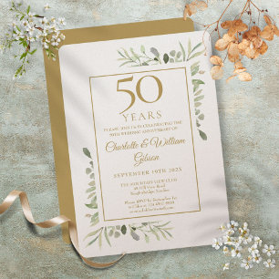 Invitation Luxueux 50e anniversaire de mariage Greenery