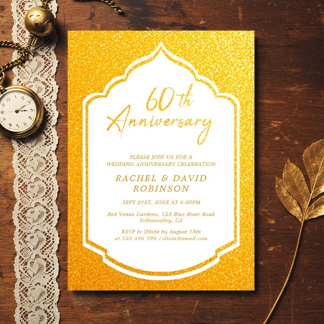 Invitation Luxueux 60e anniversaire de Mariage Golden (Créateur téléchargé)