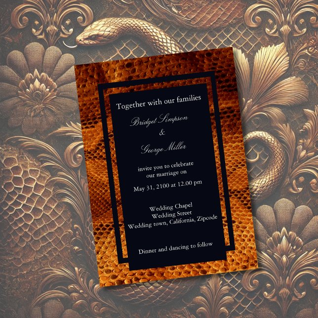 Invitation luxueux animal en peau de serpent sauvage mariage (Créateur téléchargé)