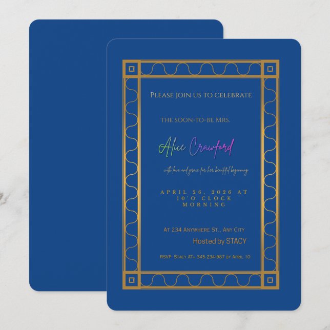 Invitation Luxueux Arche de Mariage Rose et Or (Devant / Derrière)
