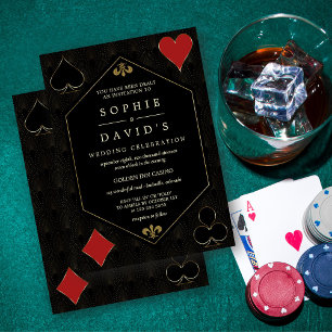 Invitation Luxueux Art Déco Gatsby Casino Vegas Poker Mariage