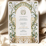 Invitation Luxueux Calla Lily Antique Gold Floral Mariage<br><div class="desc">Ce faire-part de mariage témoigne de l'élégance intemporelle du design Art Nouveau. Avec une combinaison frappante de lys calla sur fond d'or antique, de vert sauge et d'ivoire, l'invitation respire le luxe et le raffinement. L'avant de la carte est ornée d'illustrations luxueuses de lys calla, leurs fleurs blanches crémeuses contrastant...</div>