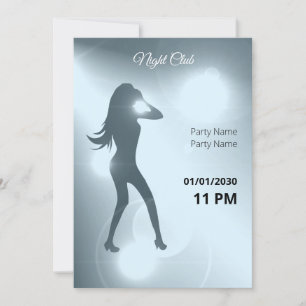 Invitation Luxueux Cyan brillante fille de danse Silhouette