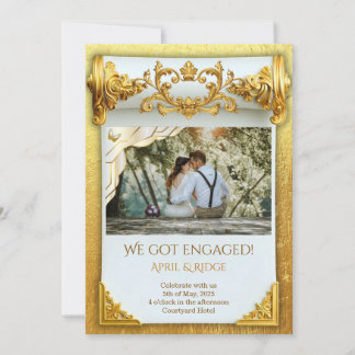 Invitation Luxueux Engagement Or I avec Photo Élégant Sur-Mes
