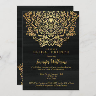 Invitation Luxueux Faux Gold Mandala Black Bridal Brunch