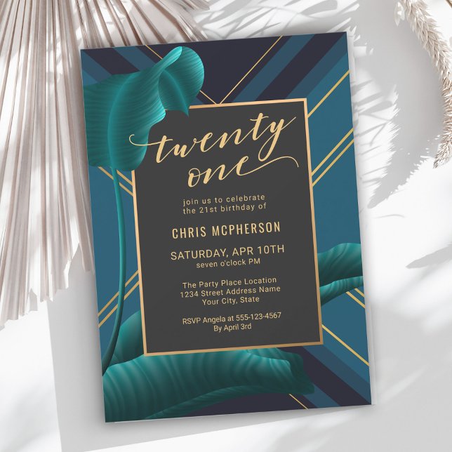 Invitation Luxueux Foliage Tropical 21e fête d'anniversaire (This luxurious invitation may be ordered as a digital download!)