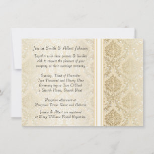 Invitation luxueux Gold Mariage damassé
