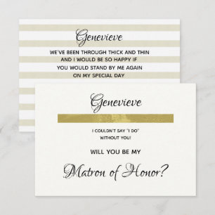 Invitation Luxueux ivoire vintage Seras-tu ma demoiselle d'ho