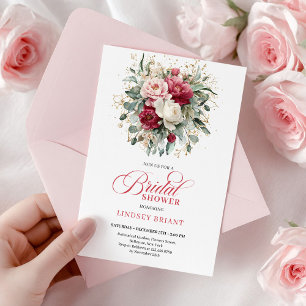 Invitation Luxueux Mariage Bohème Bourgogne Rose Gold