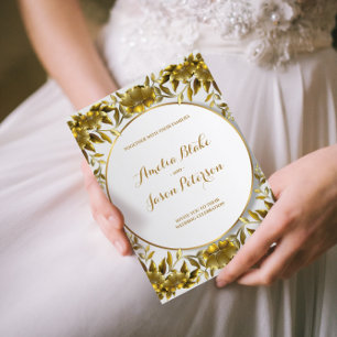 Invitation Luxueux Mariage de Foliage Gravé Or