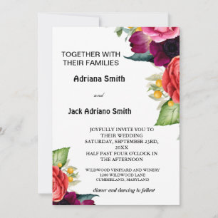 Invitation Luxueux Mariage Floral Moderne