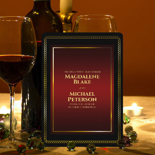 Invitation Luxueux minimaliste Mariage noir & rouge