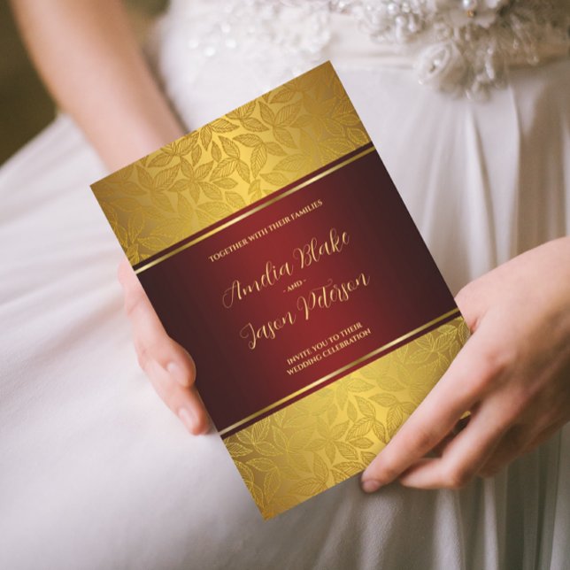 Invitation Luxueux Motif de liage en or gravé (Créateur téléchargé)