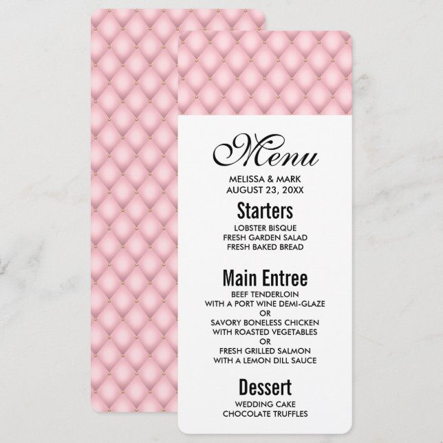 Invitation Luxueux Motif en diamant verni rose (Devant / Derrière)