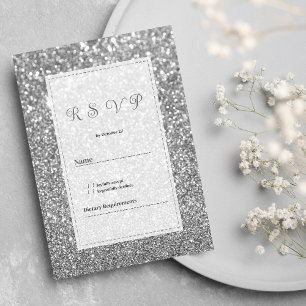 Invitation Luxueux paillettes argentées scintillantes RSVP 