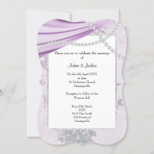 INVITATION LUXUEUX POURPLE SATIN DIAMOND MARIAGE FLORAL