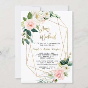 Invitation Luxueux Rose rose Floral Gold Bachelorette Week-en