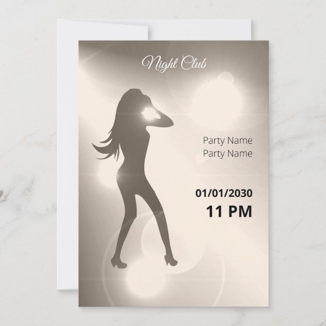 Invitation Luxueux Sandy brillant Danseuse fille Silhouette (Devant)