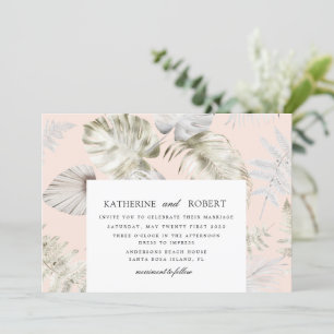 Invitation Luxueux Silver Tropical Foliage Mariage