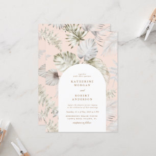 Invitation Luxueux Silver Tropical Foliage Mariage