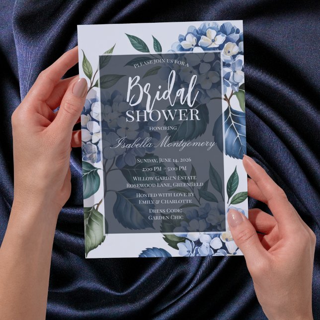 Invitation Luxueux Soft Blue Hydrangea Baby Shower de Mariage (Luxury Soft Blue Hydrangea Bridal Shower Invitations
)
