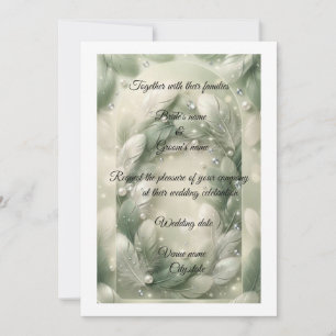 Invitation Luxueux sphère verte plume & Diamants Mariage