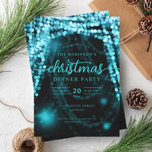 Invitation Luxueux Turquoise Winter Lights Noël